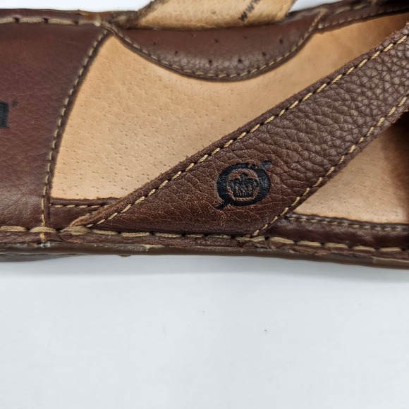 Born Brown Leather Cross Strap Thong Sandals Women's Size 9 40.5 - Picture 5 of 11